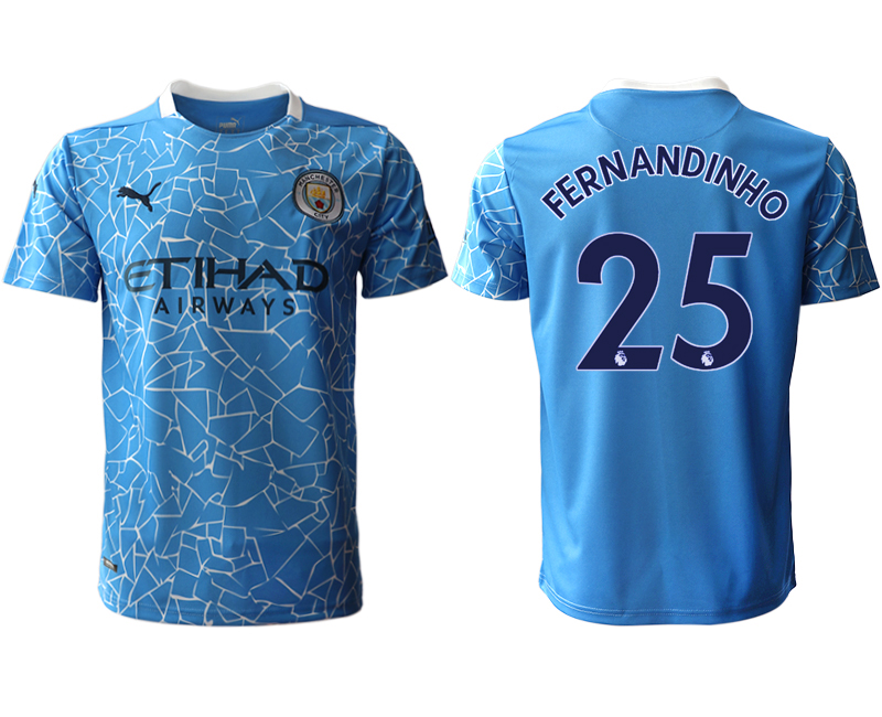 Men 2020-2021 club Manchester City home aaa version #25 blue Soccer Jerseys